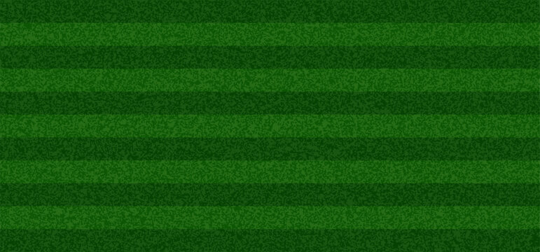 Soccer Grass Field. Green Turf Pattern, Top View of Stadium Pitch Background. Realistic Sport Ground Texture for Football and Baseball Games. Vector Stadium Striped Green Fields Illustration.