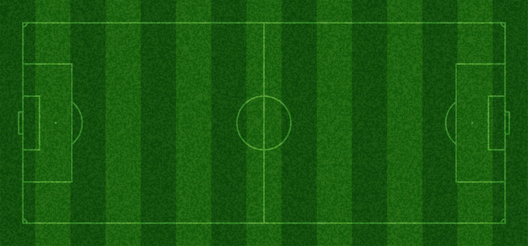 Marking Soccer Field. Top View of Green Grass Field. Stadium Pitch Background. Abstract Grass Turf Pattern. Green Realistic Sport Ground Texture for Football and Baseball Games. Vector Stadium Lines.