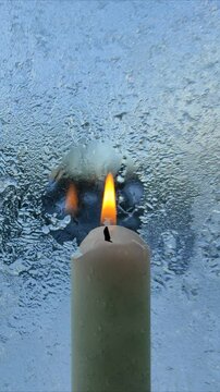 Frozen glass melts from burning candle №4