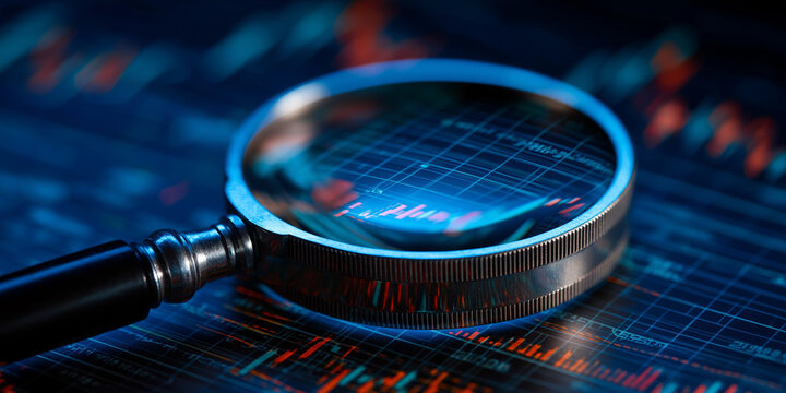 Analyzing economic recession indicators through financial data insights in a business environment with a zoomed-in view