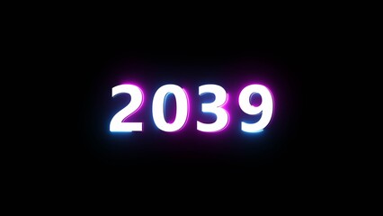Happy new year neon sign. Glowing neon number text illustration on background.