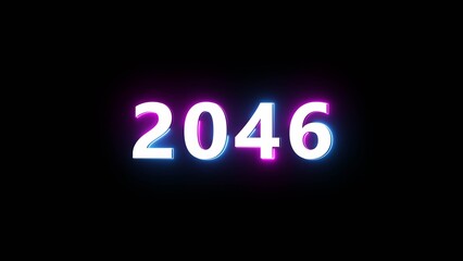 Happy new year neon sign. Glowing neon number text illustration on background.