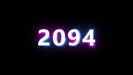 Happy new year neon sign. Glowing neon number text illustration on background.