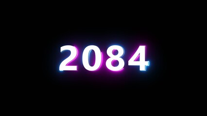 Happy new year neon sign. Glowing neon number text illustration on background.
