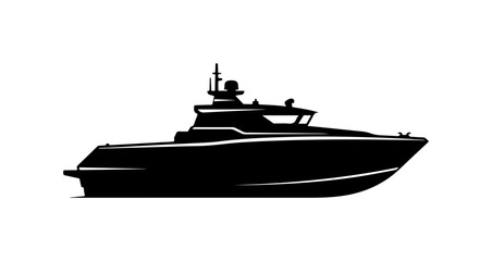 Modern Luxury Yacht Vector Silhouette