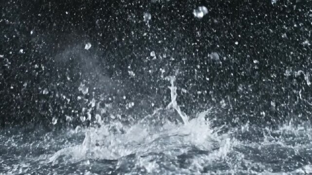 Dynamic water splash frozen in motion, creating abstract shapes and droplets