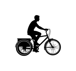 Fototapeta premium Man Riding Classic Bicycle Silhouette
