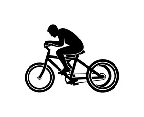 Obraz premium Black Silhouette Cyclist Vector Illustration