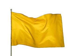 Bright yellow flag waving against white background © New Africa