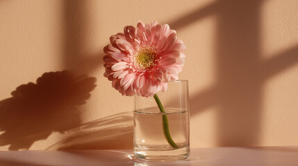 Single Flower in Vase Neutral Background
