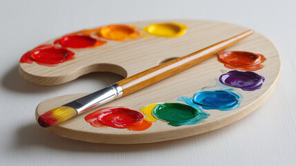 Obraz premium Paint Palette and Brush Studio Shot