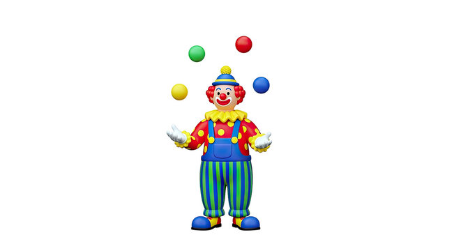 Clown Juggling Colorful Balls