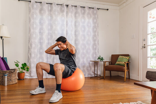  Home Core Workout with Stability Ball for Balance and Strength