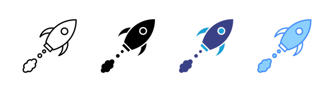 Rocket icon set multiple style collection