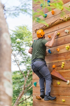 Outdoor adventure wall climbing