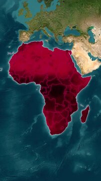 Africa Continent Map Loop Animation In Vertical