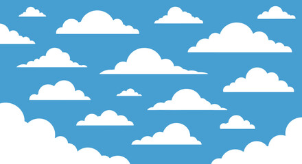 Fototapeta premium Fluffy White Cumulus Clouds Floating in a Clear Blue Sky Background