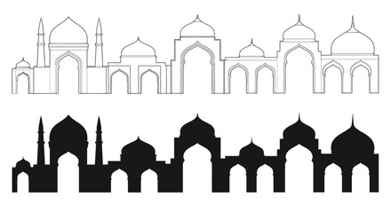 Islamic Architectural Silhouettes and Art Collection of Mosques and Buildings © Sora