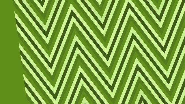 Dynamic green zigzag lines move horizontally creating an abstract background animation. The oscillating zigzag stripes create a modern and energetic visual.