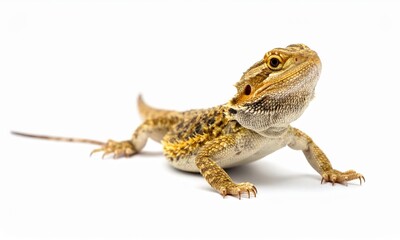 Naklejka premium Bearded Dragon Lizard on Sand with White Background