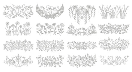 Obraz premium Collection of Elegant Botanical Art Borders and Ornaments for Design