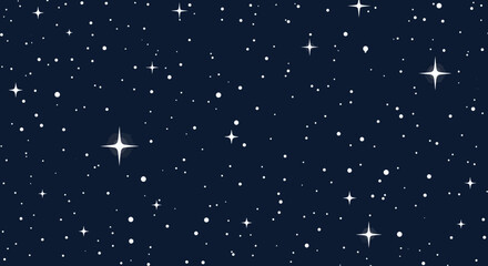 Seamless starry night sky vector background with twinkling and glowing stars © Agung
