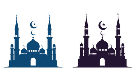 Silhouettes of islamic mosques with crescent moons and minarets © UrbanVisuals