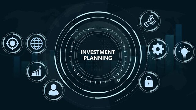 Investment planning concept for financial growth with icon of investment, capital, risk, profit, potential, analysis, and financial.