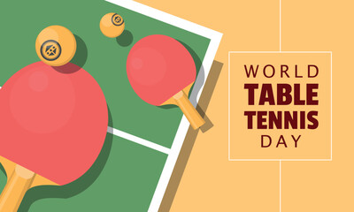 World Table Tennis Day Poster. Table tannis racket and ball
