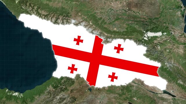 Georgia Map With Flag Colors Overlay Animation