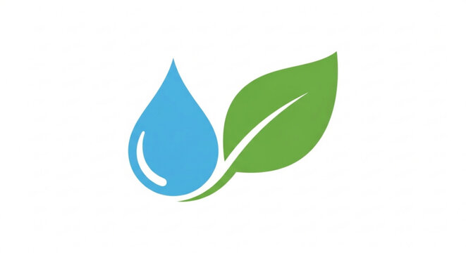 Eco friendly symbol with blue water drop and green leaf on white background for conservation and sustainability concepts