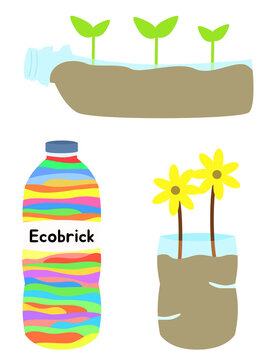 Plastic bottle reuse for seed planting and ecobrick creation.  Promotes zero waste and environmental awareness 