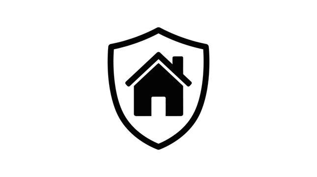 Monochrome House Shield Shape d flat vector isolated white background