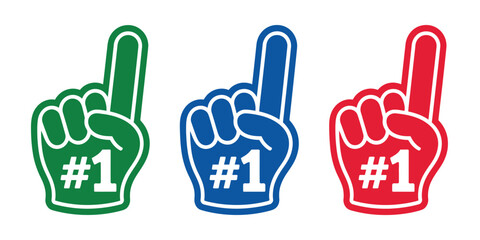 Number one fan foam finger vector illustration, cheering hand accessory for sports events, stadium crowds, team support, game day excitement, championship celebrations, and enthusiastic fan graphics © Gary D. Marlow