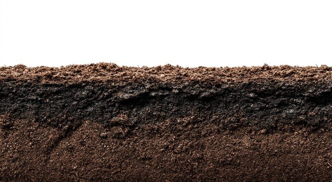 A cross-section of earth showcasing various soil layers, topsoil, and subsoil