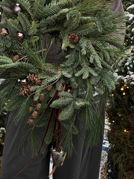 Minimalist wreath with spruce and pine branches