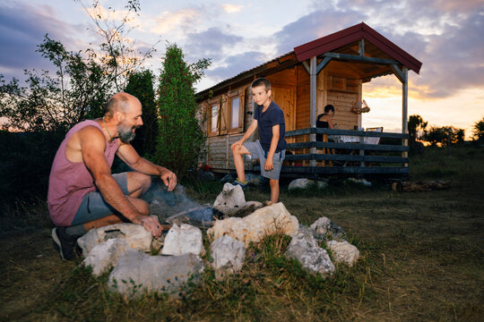 Family in their Front Yard