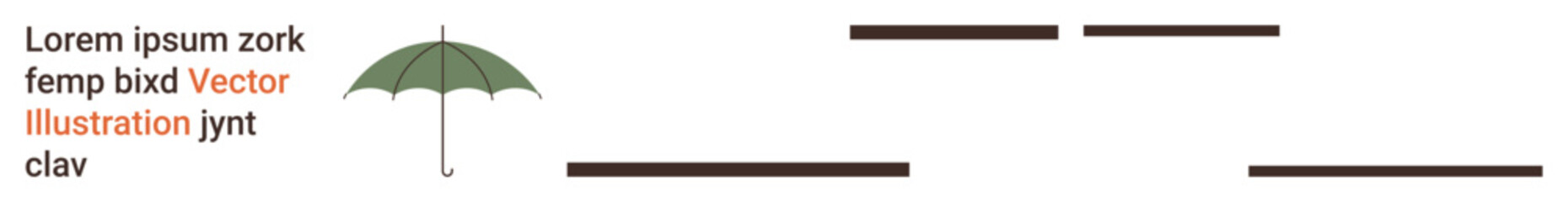 Weather protection, branding design, text placeholder, graphic design projects, modern templates, abstract layout. A green umbrella and placeholder text with clean black lines. Weather protection