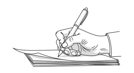 Hand Writing With Pen On Paper Document, Professional Business And Education Concept © gio
