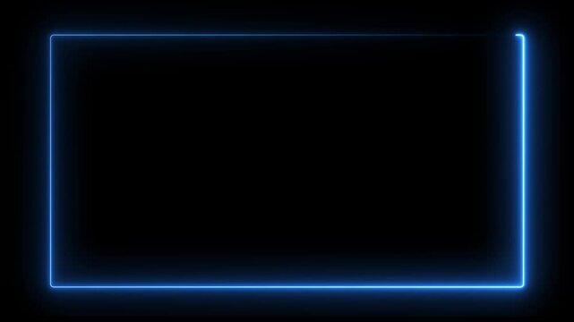 A bright electric blue rectangular neon border glows against a completely black background with a subtle gradient effect on the bottom edge, creating a futuristic digital frame for or