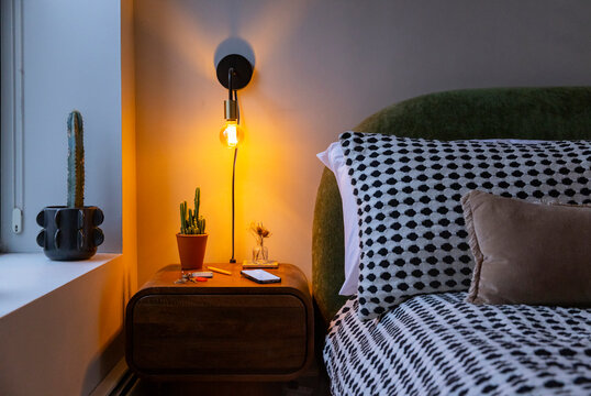Blank Cell Phone Screen  Apartment cozy lighting 