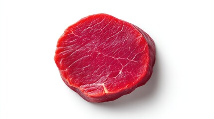 Fresh Raw Beef Cut Isolated on White Background with Vibrant Red Color and Intricate Marbling Texture Ideal for Culinary or Food-Related Use