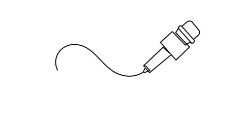 Obraz premium Continuous One Line Drawing of Reporter Microphone with Cable. Minimal Line Art Microphone for Interview and Broadcast. Simple Black Outline Design. Single Line Microphone Icon with Wire. Modern Monoc