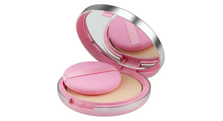 Open Pink Compact Powder with Mirror and Puff