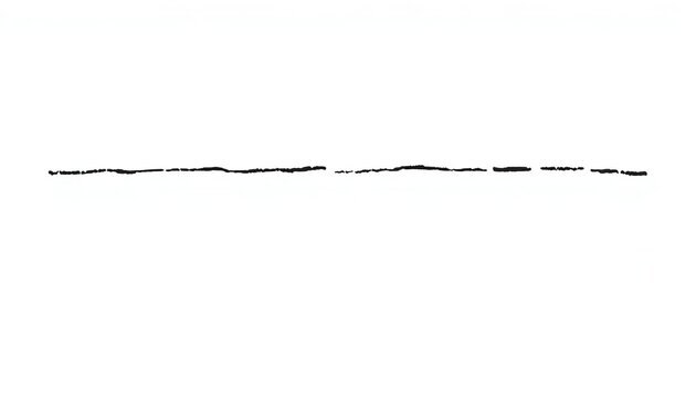 A hand-drawn, uneven, dashed squiggly line in black ink on white, squiggle, dashed