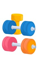 Colorful illustration of four dumbbells