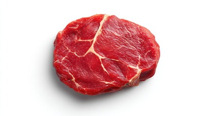 Obraz premium Fresh Raw Beef Steak Isolated on White Background Ideal for Culinary, Cooking, Grilling, and Healthy Diet Concepts in Food Photography