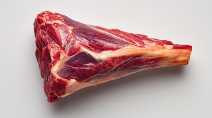 Obraz premium Fresh Raw Beef Cut Isolated on Gray Background, Perfect for Culinary Arts, Gourmet Dishes, Food Photography, and Educational Purposes