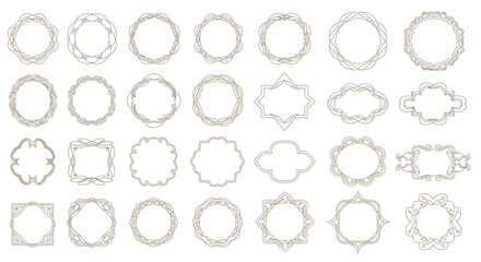 Collection of ornate decorative vector frames and labels for graphic design © Gina