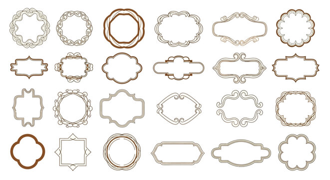 Collection of Ornate Decorative Vector Frames and Labels with Elegant Flourishes